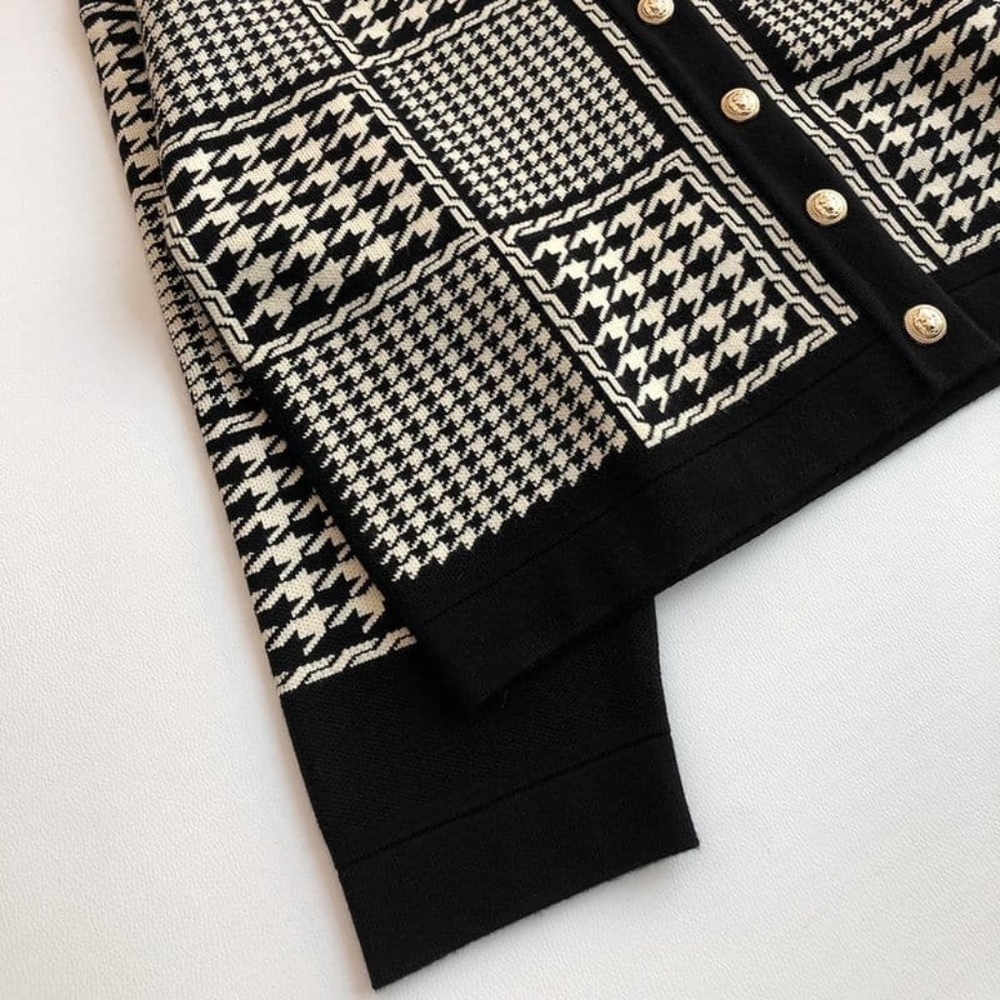Sandro Jules Houndstooth Cropped Cardigan - Picture 4 of 5